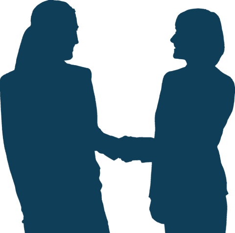 sagome che si stringono la mano